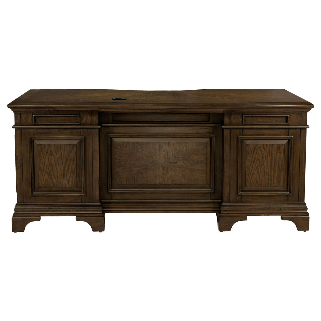 Stigham - 7 Drawer Executive Desk With Lockable File Cabinets - Oak