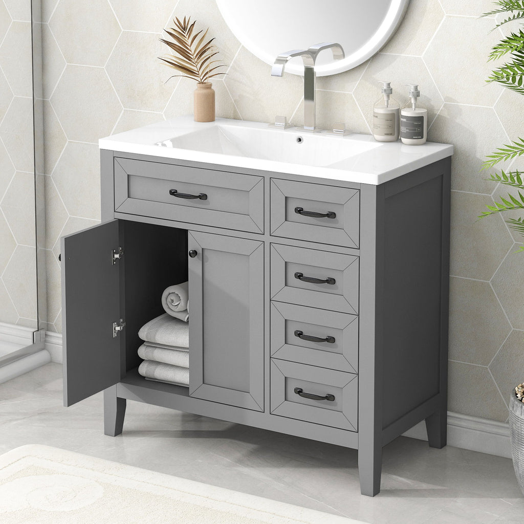 Modern Bathroom Vanity With Sink, Freestanding With Drawers And Doors