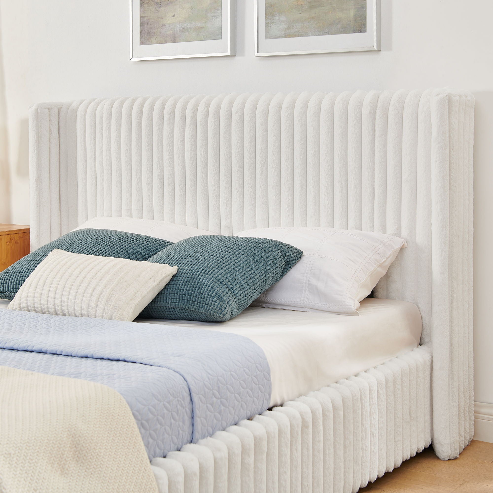 Functional Vertical Striped Bed With Gas Lift Storage