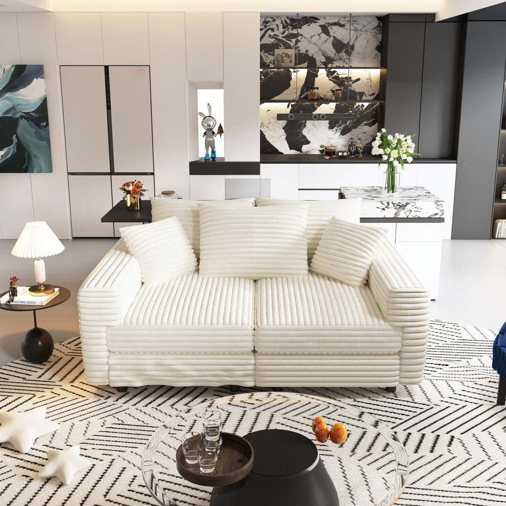 4 Seat Sofa, Modern Comfy Upholstered Sofa Cloud Couch, Deep Seat Couches With Soft Pillows