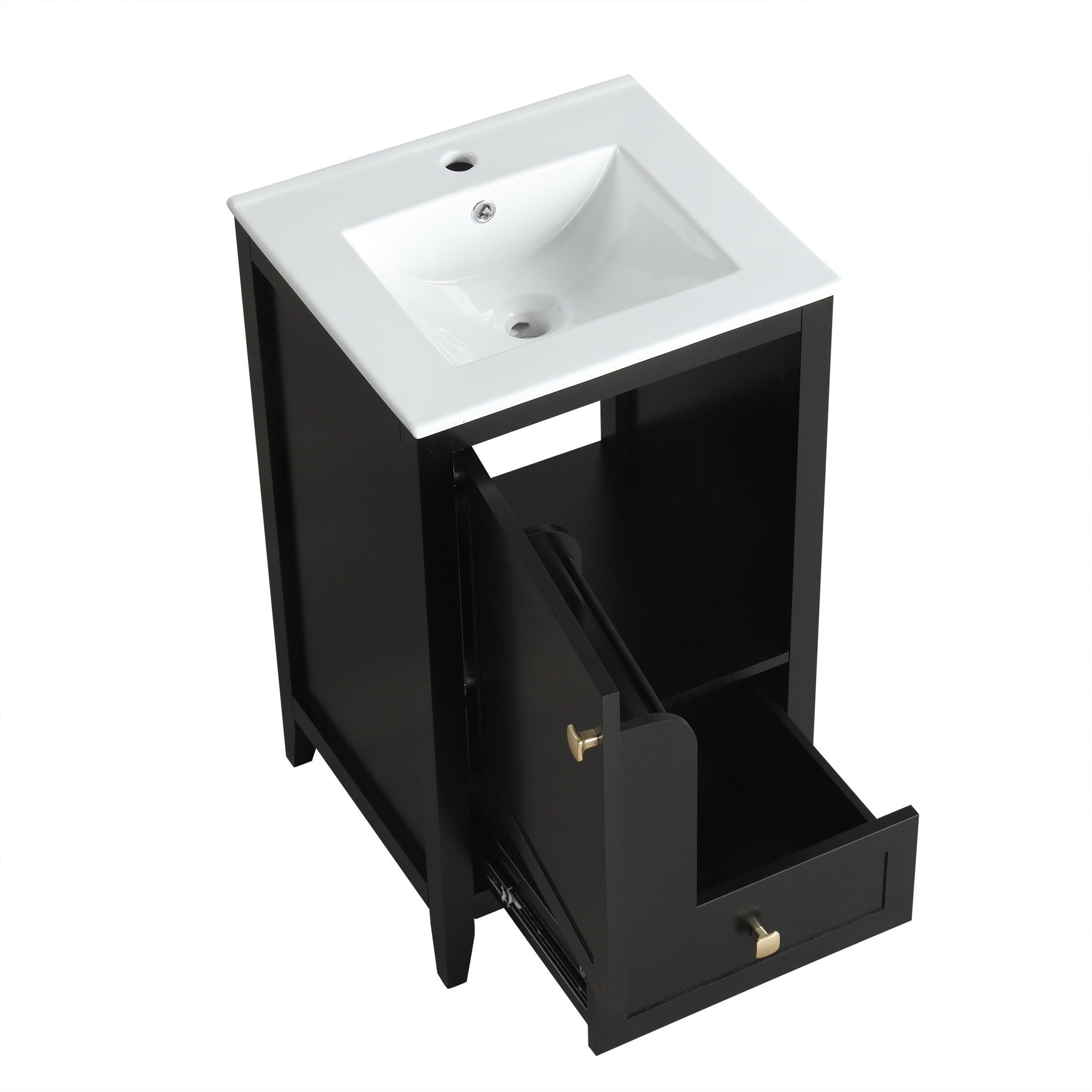 Bathroom Vanity With Sink, Soft Closing Cabinet Door, Storage Rack And Drawer