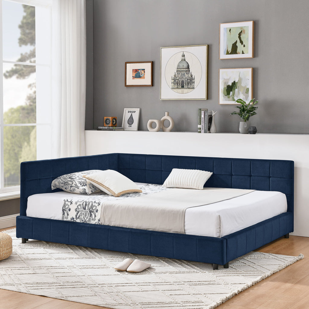 Elegant Design Storage Upholstered Tufted Bed Frame With Backrest And Armrests