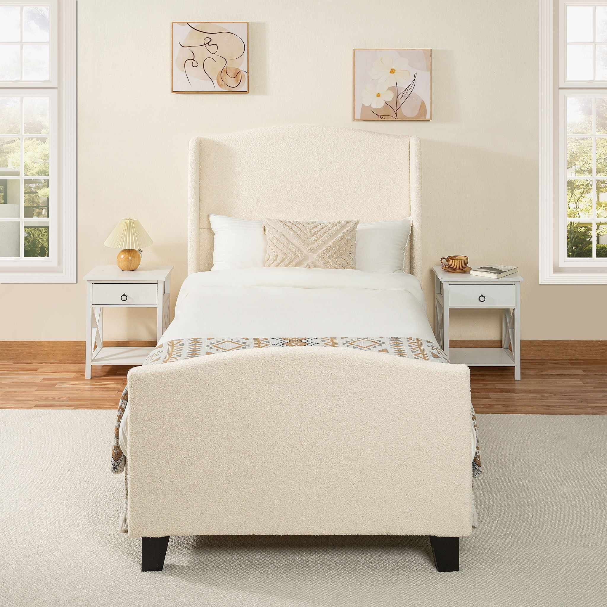 Platform Bed Frame With Tall Headboard And High Footboard