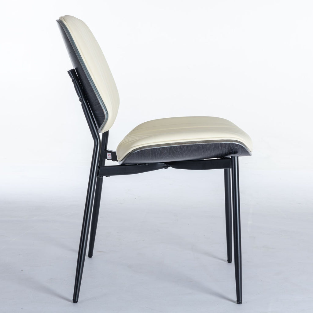 Dining Chairs (Set of 2) Mid-Century Modern Retro Chair With Walnut Bentwood Back Upholstered Seat Metal Legs Adjustable Foot For Kitchen Dining Room Chairs