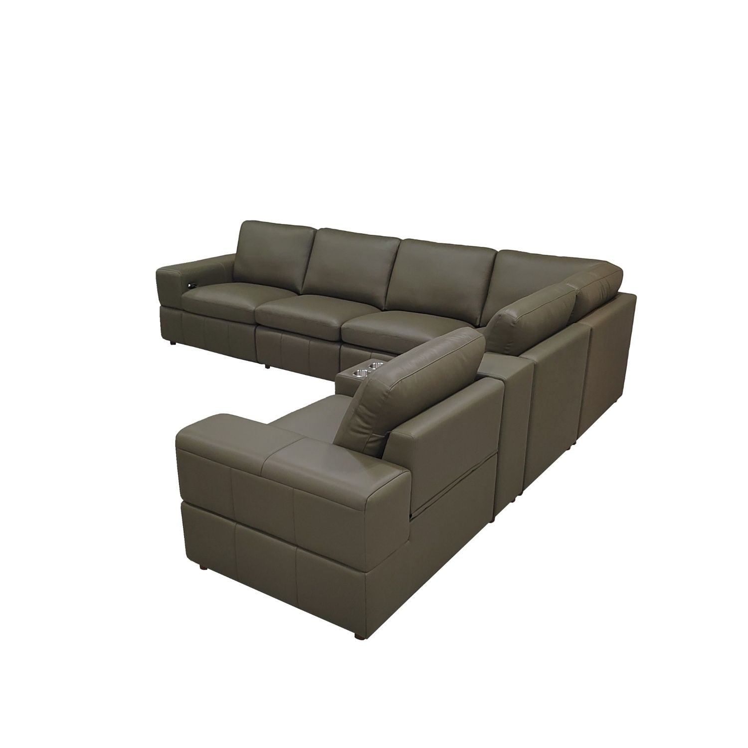 Upholstered Large Arms Sectional With Recliner Seats