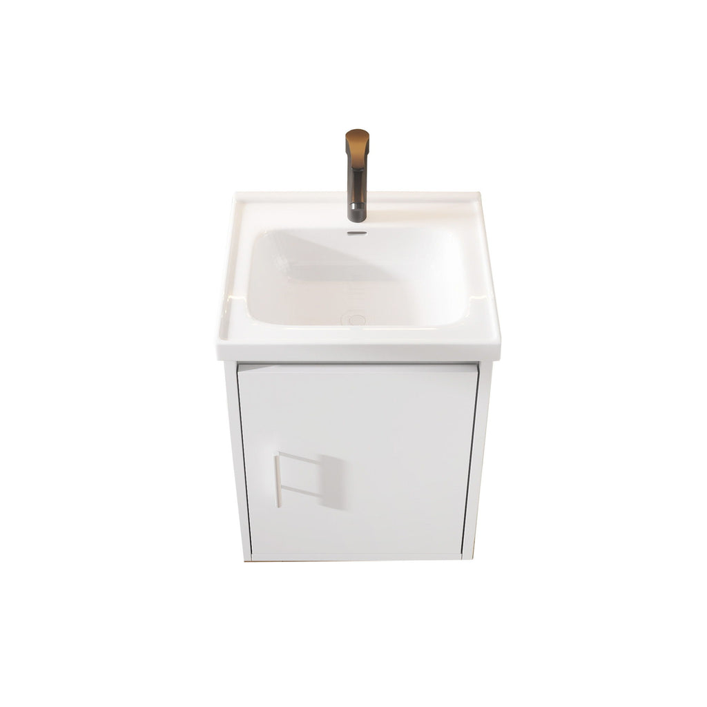 20" Floating Bathroom Vanity Combo With Wall Cabinet, Ceramic Sink & Soft Close Doors - White