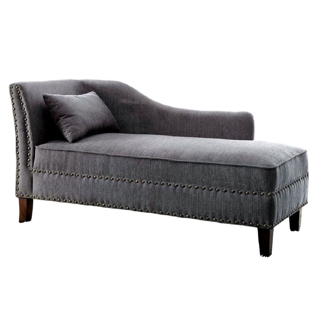 Chaise With Nailhead Trim And Plush Pillow