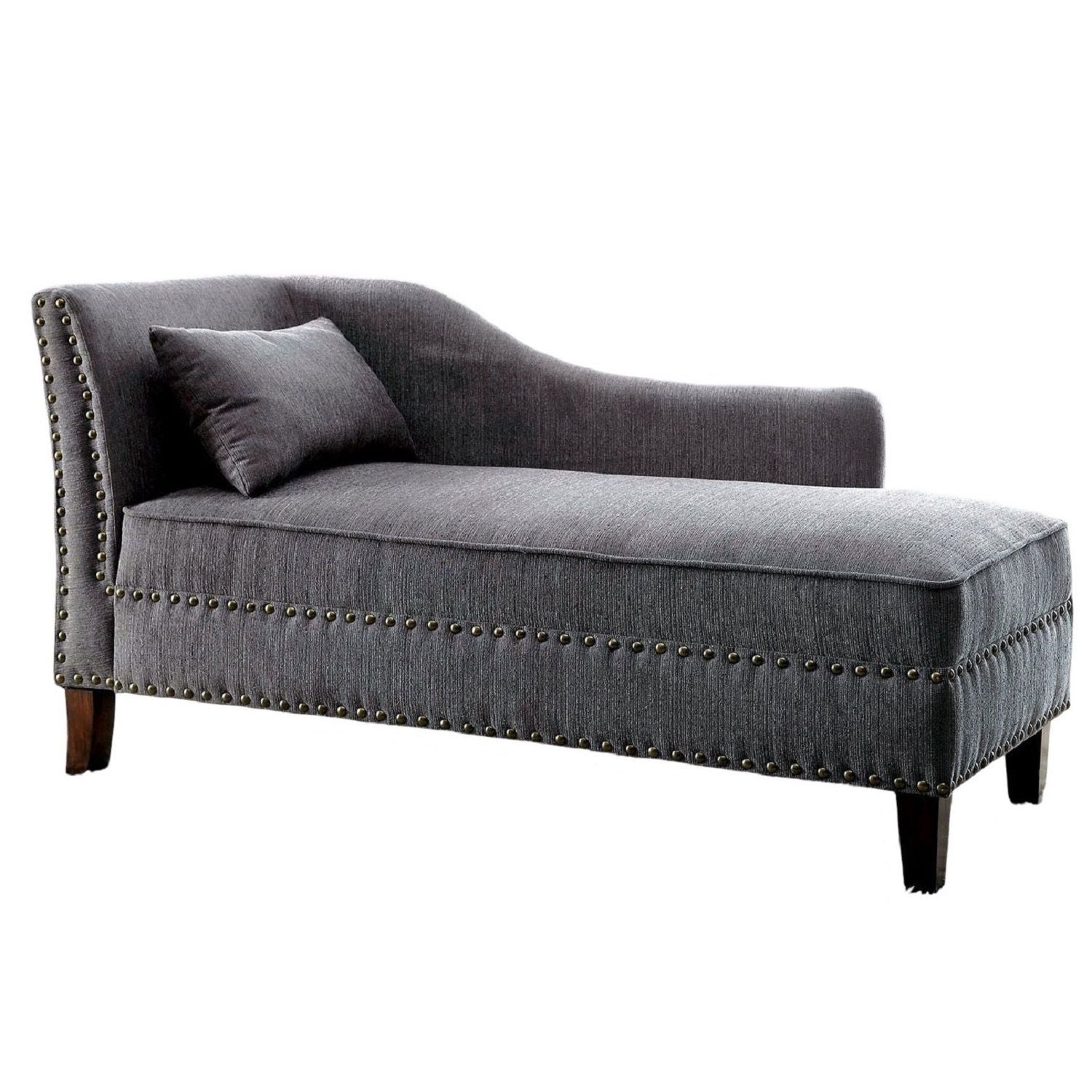 Chaise With Nailhead Trim And Plush Pillow