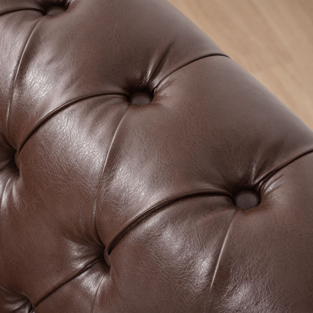 L Shaped Reversible Modern Chesterfield Sofa With Rolled Arms And Nailhead, 5 Seat Tufted Couch