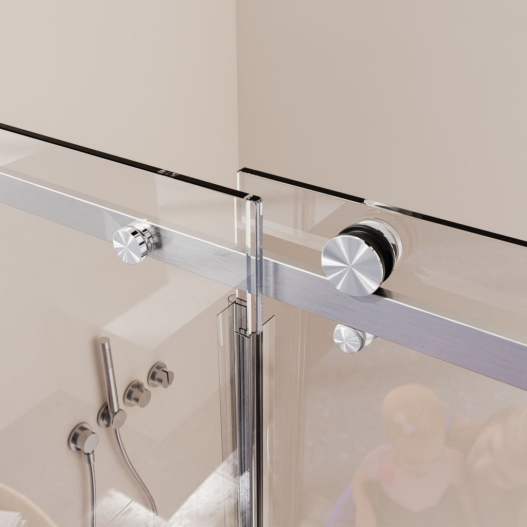Frameless Single Sliding Shower Door, Sgcc Tempered Glass, Reversible