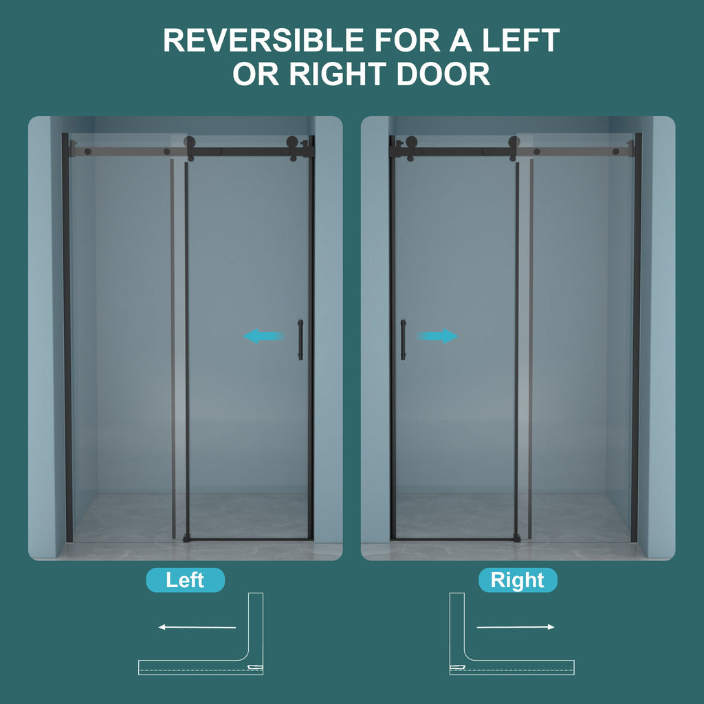 Modern Single Slide Shower Door, Tempered Glass, Stainless Steel Frame