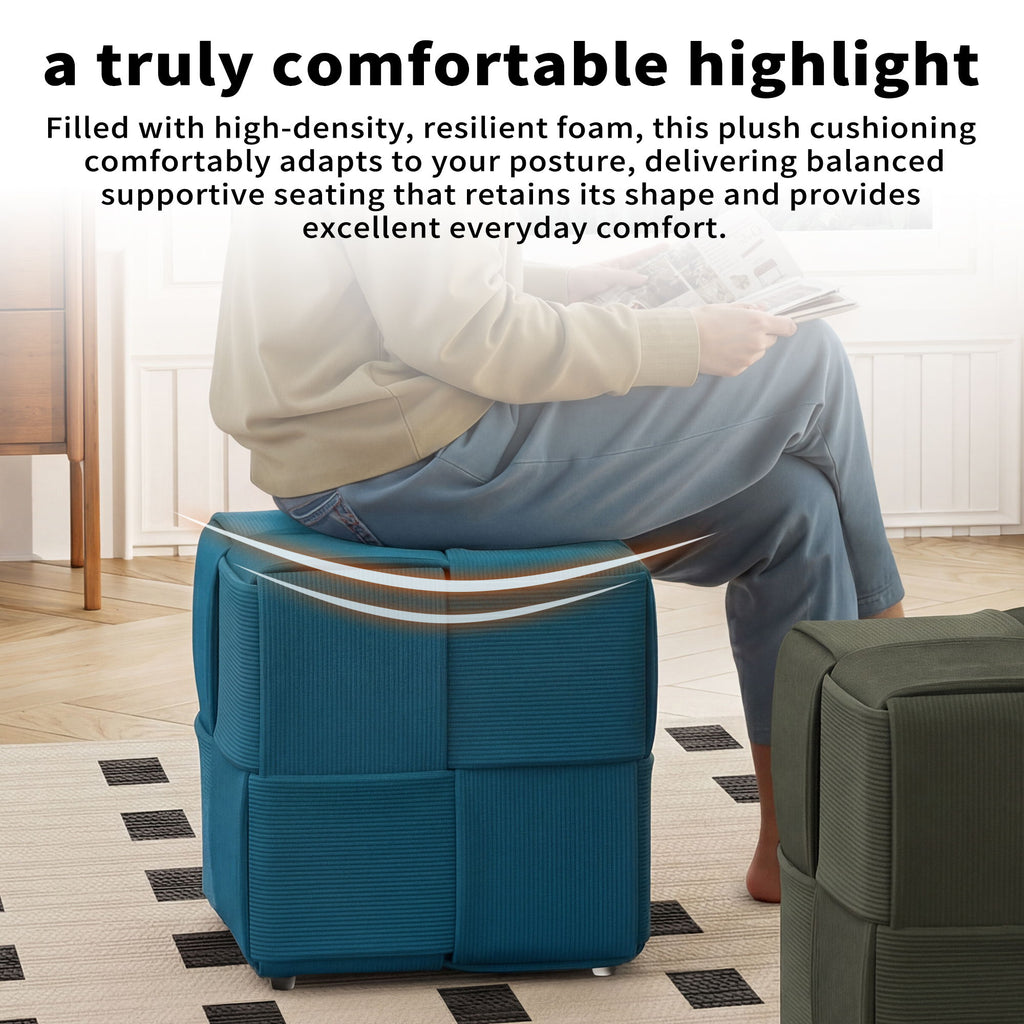 Modern Ottoman Foot Rest With Woven Design