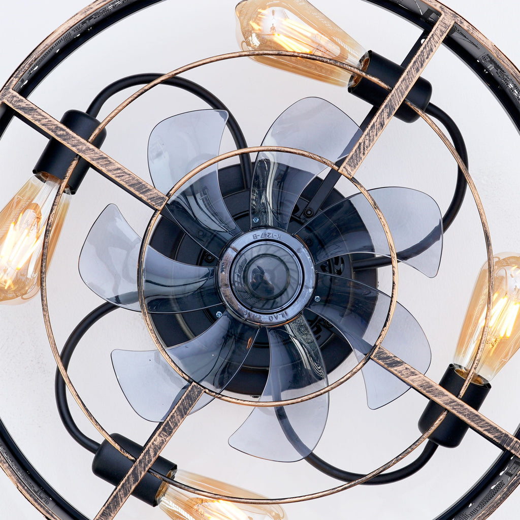20" Iron Art Ceiling Fans With Remote, Flush Mount Ceiling Fan With 6 Speeds Reversible Motor, Not Included Bulbs - Blush / Gold / Bronze