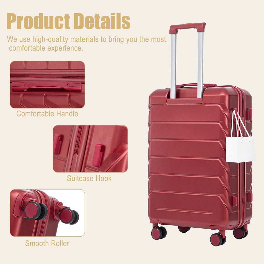 Hard Shell Luggage With Scratch Resistant Surface, 4 Wheels, Combination Lock & Side Hooks