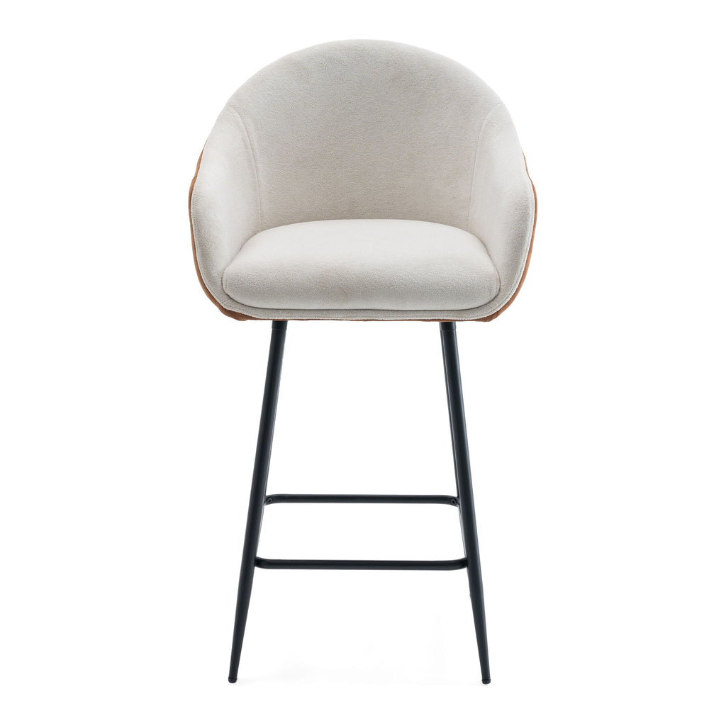 Modern Style Counter Height Bar Stools, With Comfortable Upholstery, Durable Metal Legs Ensure Stability - Brown