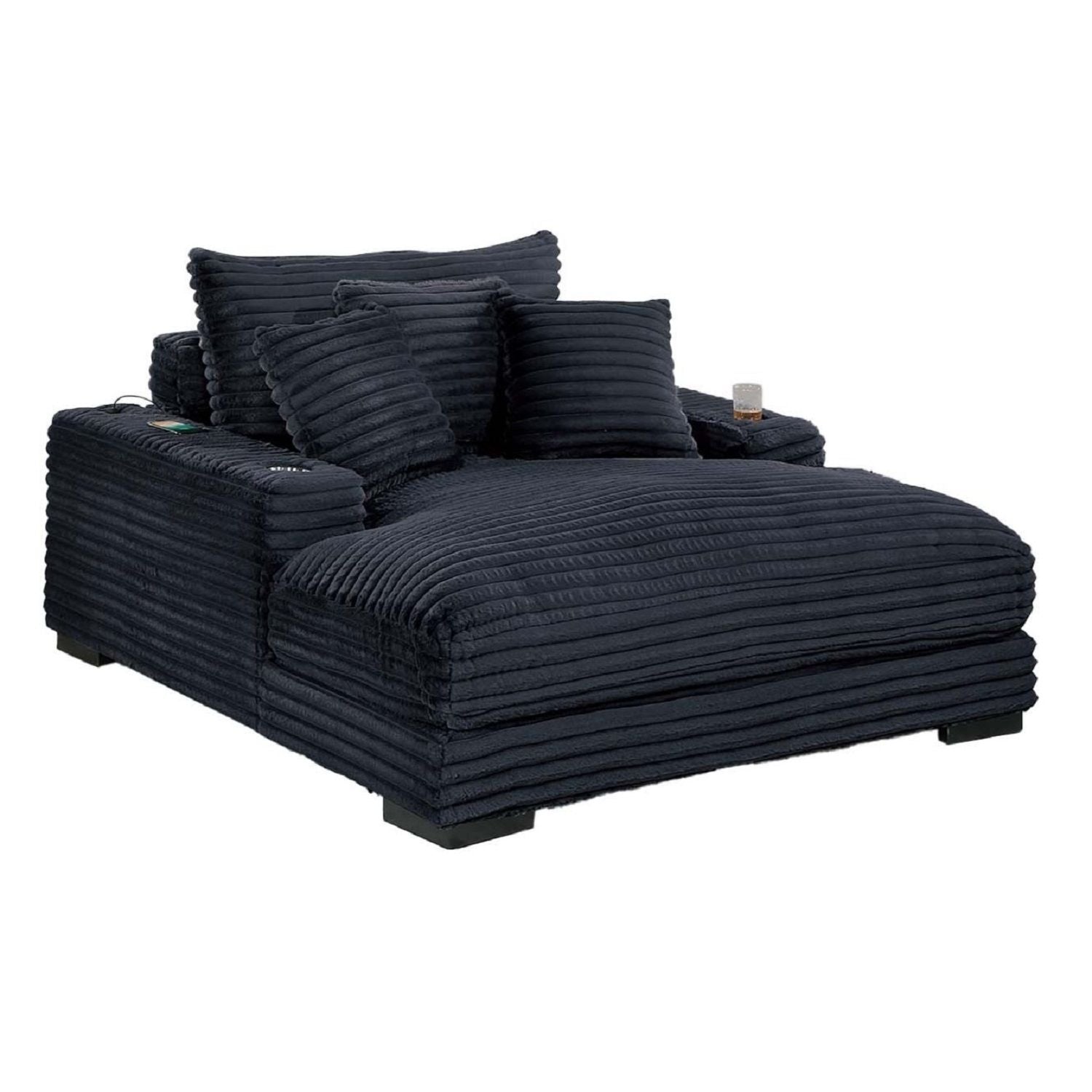 Chaise Lounge With 2 Cup Holders And USB Ports
