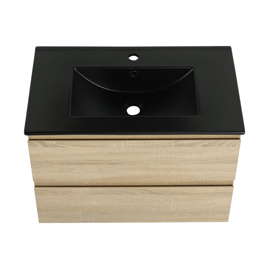 Wall Mounted Bathroom Vanity With Sink, 2 Soft Close Drawers