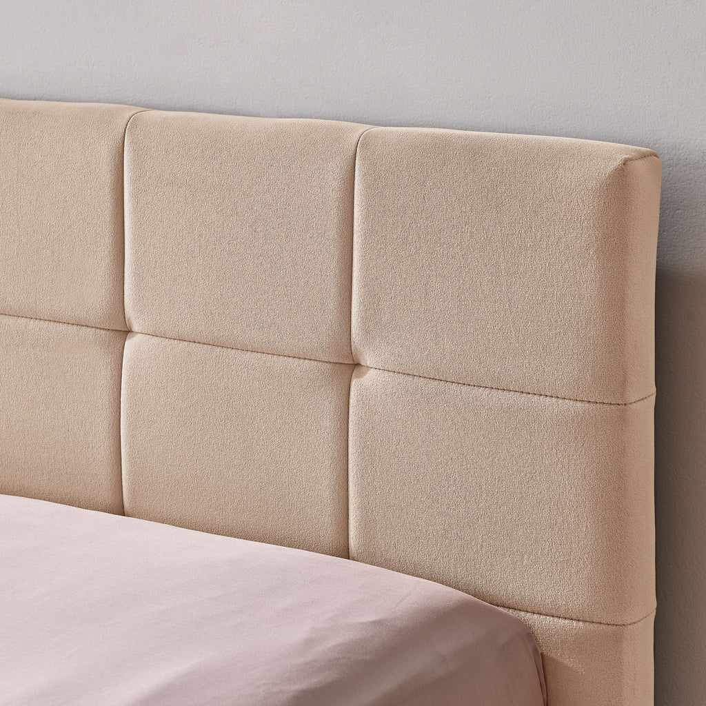 Mid-Century Storage Upholstered Tufted Bed Frame With Backrest And Armrests