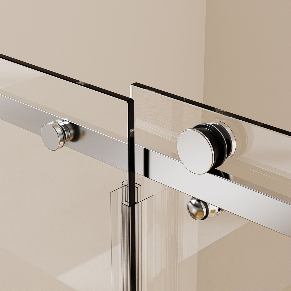 Frameless Single Sliding Shower Door, Sgcc Tempered Glass, Reversible