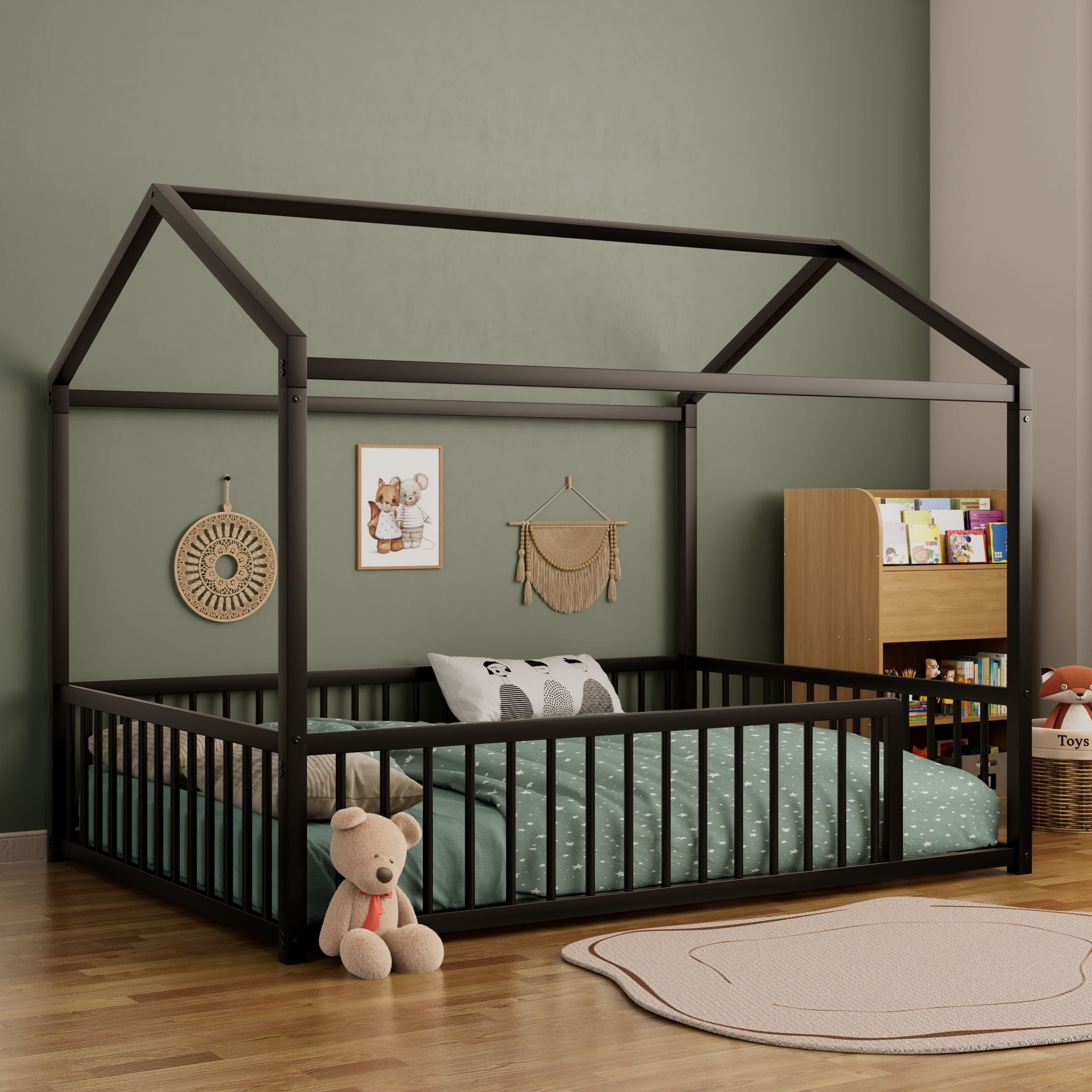 Montessori Floor Bed Frame With House Shape