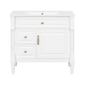Freestanding Bathroom Vanity With Sink, Adjustable Shelf, Flip Drawer