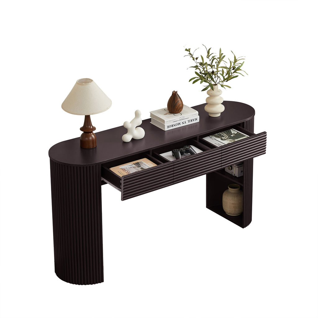 Retro Console Table With Storage, 3 Drawers