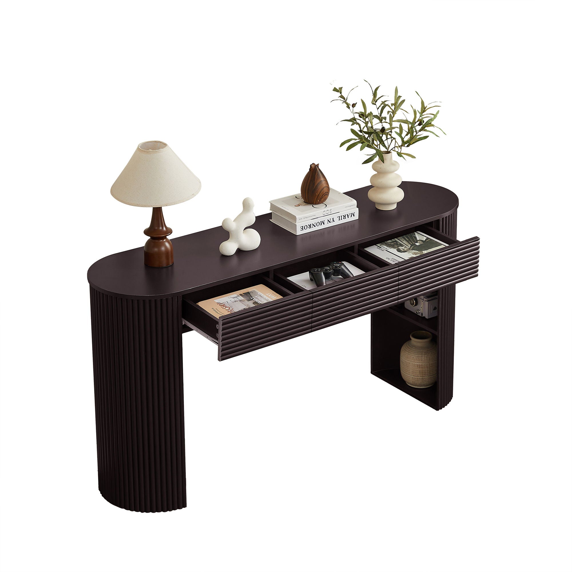 Retro Console Table With Storage, 3 Drawers