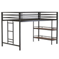 Adam - Twin Loft Bunk Bed With Cinnamon Wood Shelf - Black