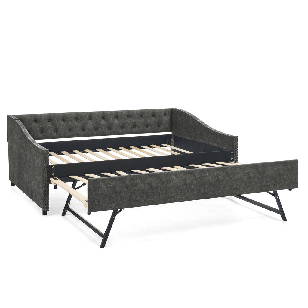 Upholstered Daybed With USB Charging & Pull Out Bed