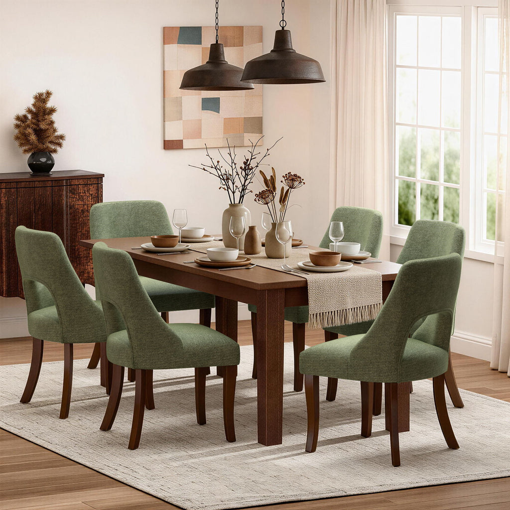 Upholstered Dining Chair With Curved Legs (Set of 2) - Green