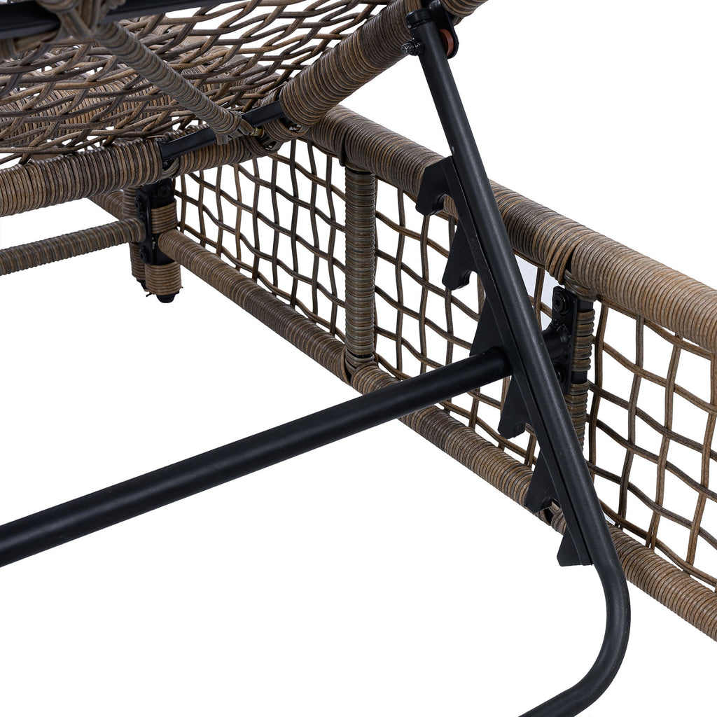 Outdoor Lounge Chair With 5 Position Backrest With Cushion And Wheels