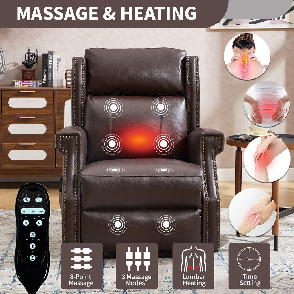 Manual Recliner Chair With Heavy Duty Motion Mechanism, 8 Vibrating Nodes And 3 Massage Modes For Living Room