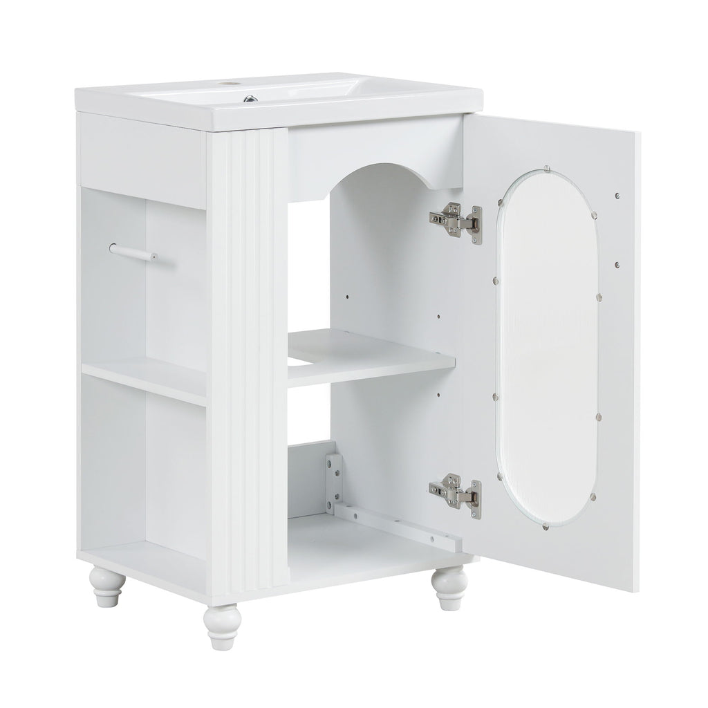 Modern Bathroom Vanity With Sink, Adjustable 2 Tier Shelf
