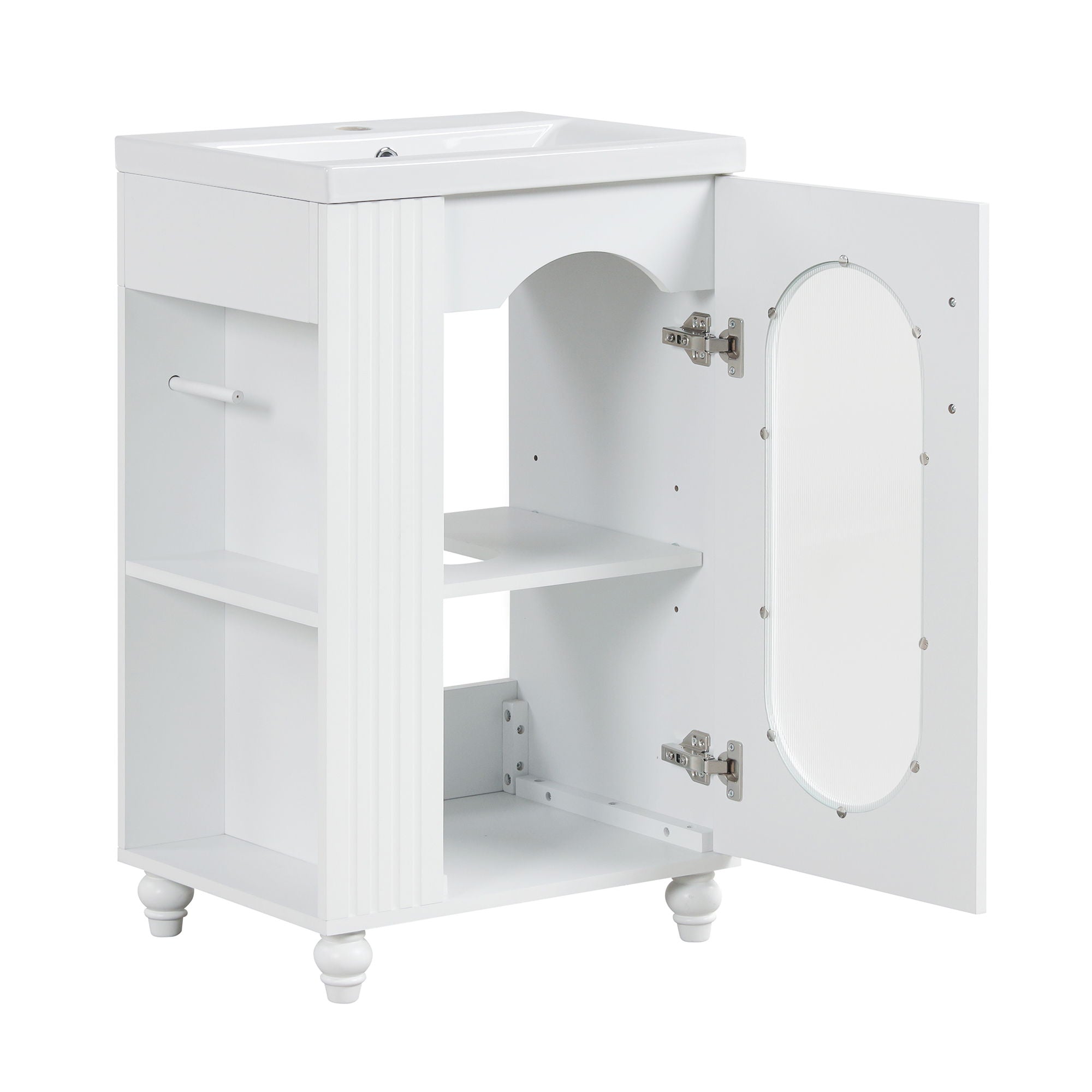 Modern Bathroom Vanity With Sink, Adjustable 2 Tier Shelf