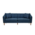 Contemporary 3 Seater Sofa With Button Tufted Design - Navy Blue