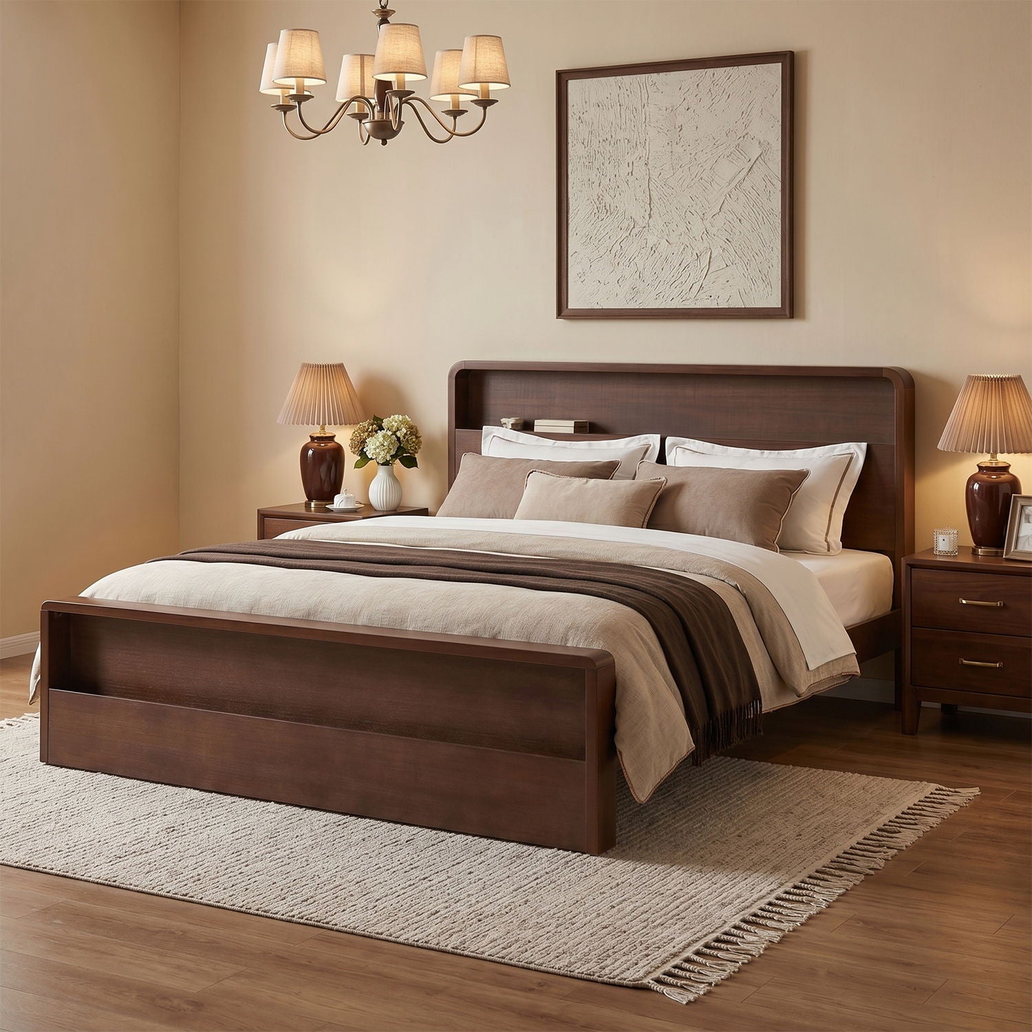 Bed Frame With Dual Open Storage Headboard And Footboard