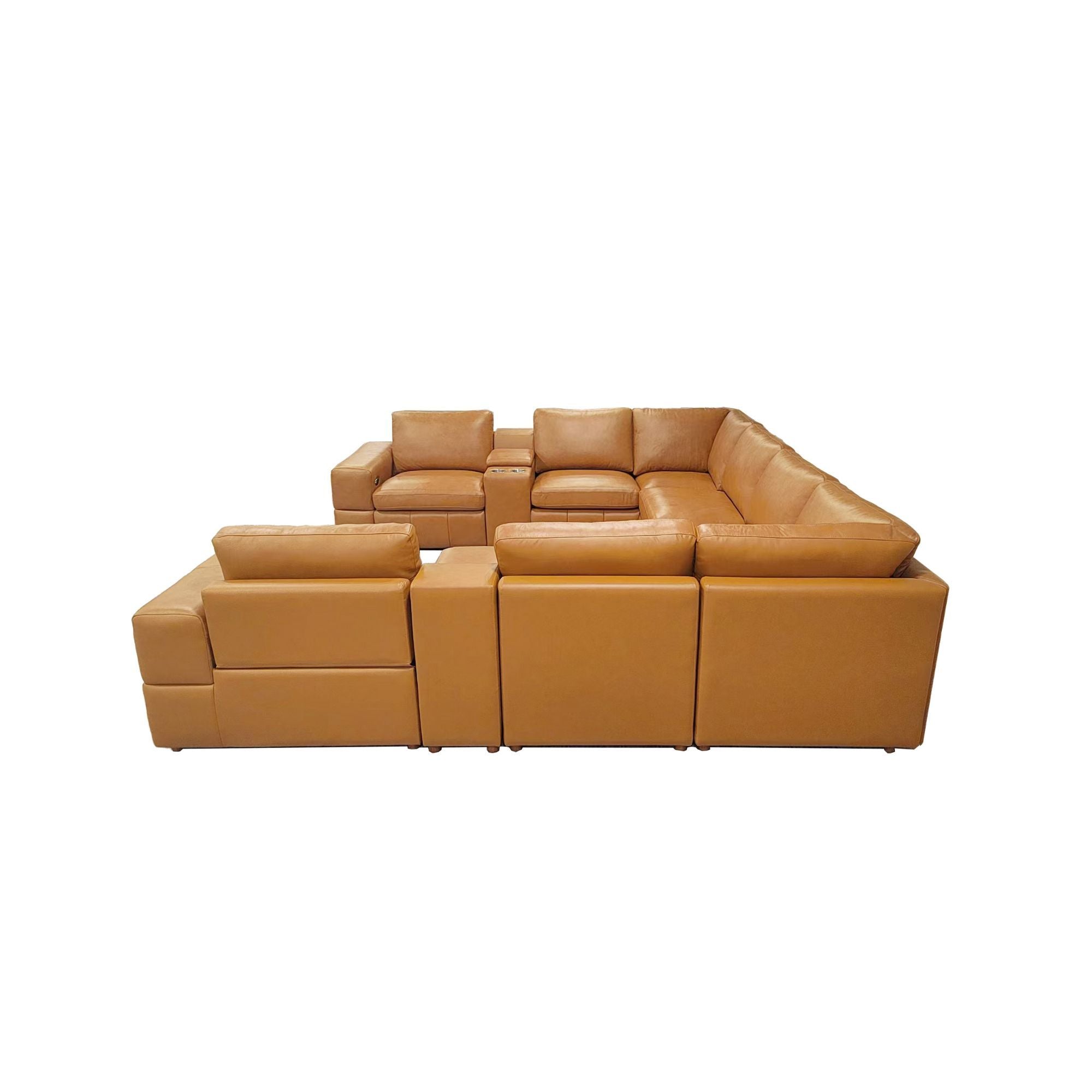 Upholstered Large Arms Sectional With Recliner Seats