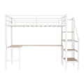 Loft Bed & L-Shaped Desk, Large Storage Space