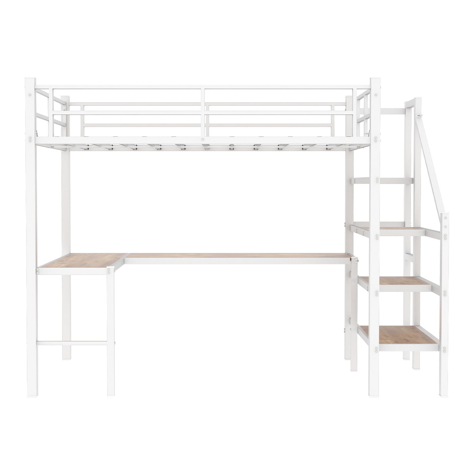 Loft Bed & L-Shaped Desk, Large Storage Space