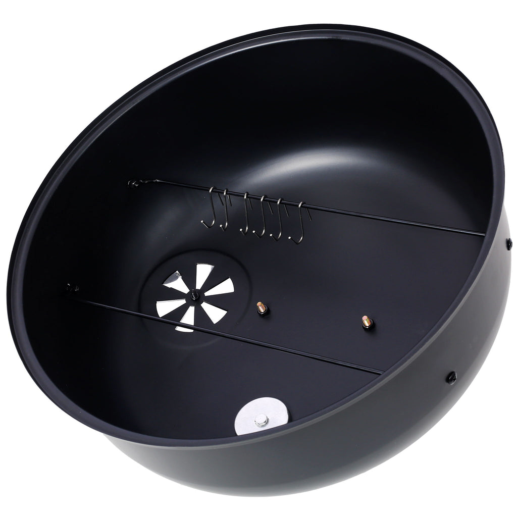 Portable Charcoal Smoker Grill For Outdoor Cooking - Black