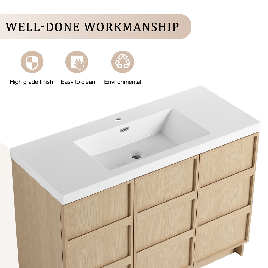Freestanding Bathroom Vanity With Sink & 2 Soft Close Cabinet Doors