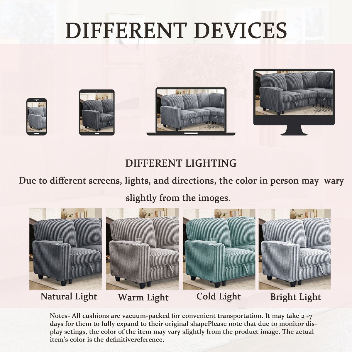 L-Shaped Sectional Sofa Bed With Pull Out Bed & Storage, 5 Seat Sleeper Couch With USB Charging For Living Room - Gray