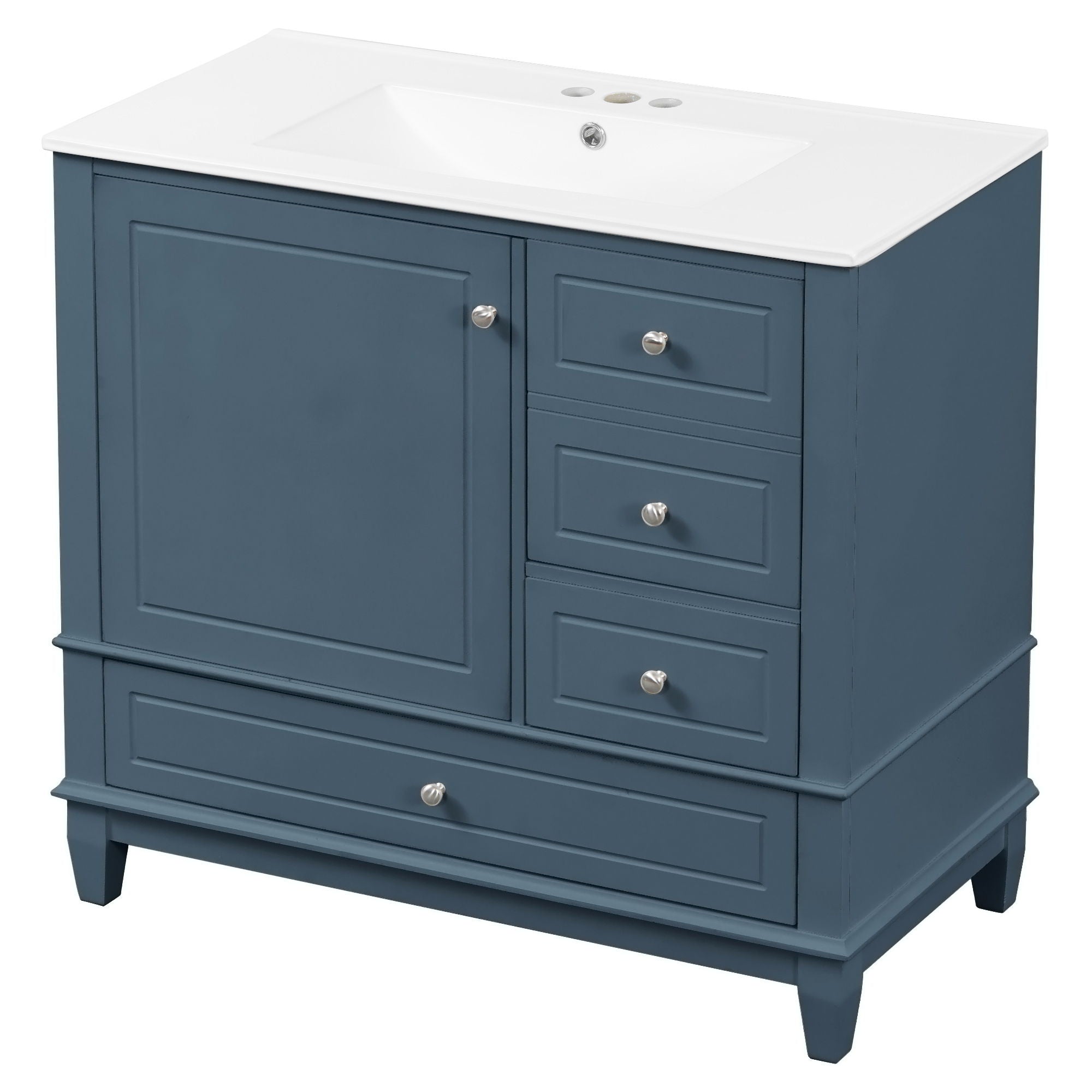 Modern Bathroom Vanity With Sink, 3 Drawers & Cabinet