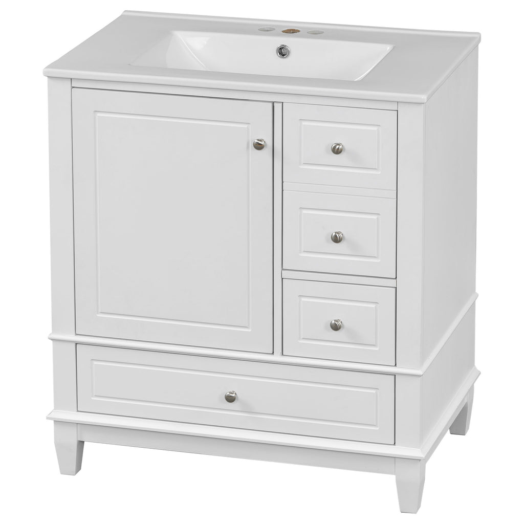 Freestanding Bathroom Vanity With Sink, Soft Close Door, 3 Drawers
