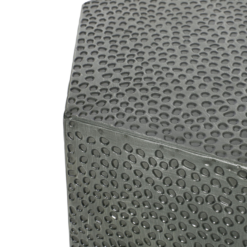 Modern Hammered Iron Geometric End Table