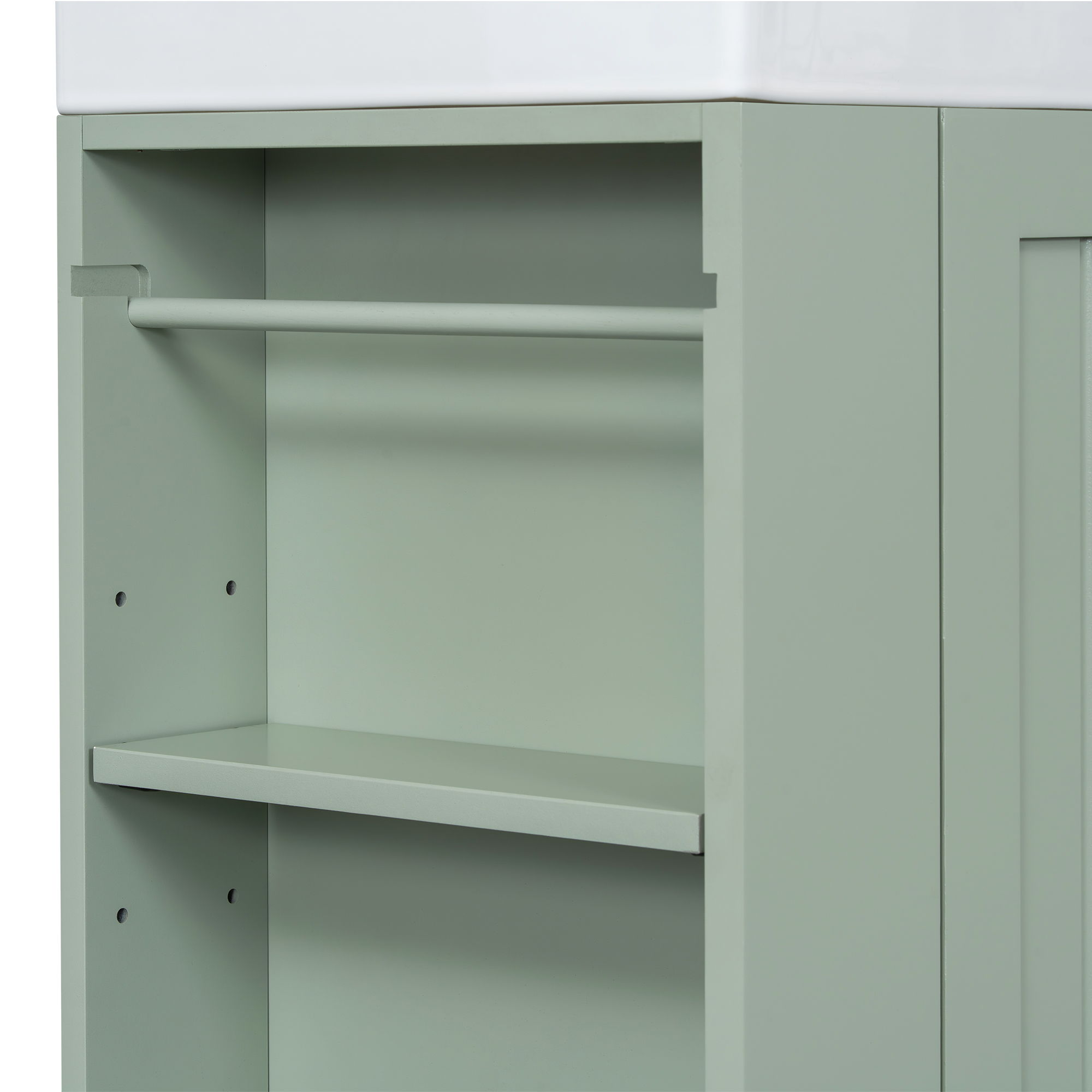 Modern Bathroom Vanity With Sink, Storage Cabinet, Drawer & Side Shelf