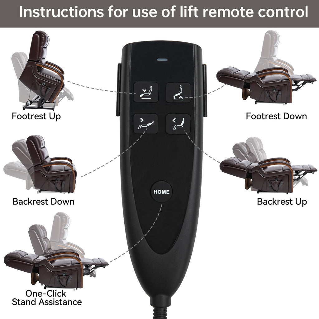 Power Lift Recliner Chair Dual Motor Infinite Position With Heat Massage And Heavy Duty Motion Mechanism - Brown