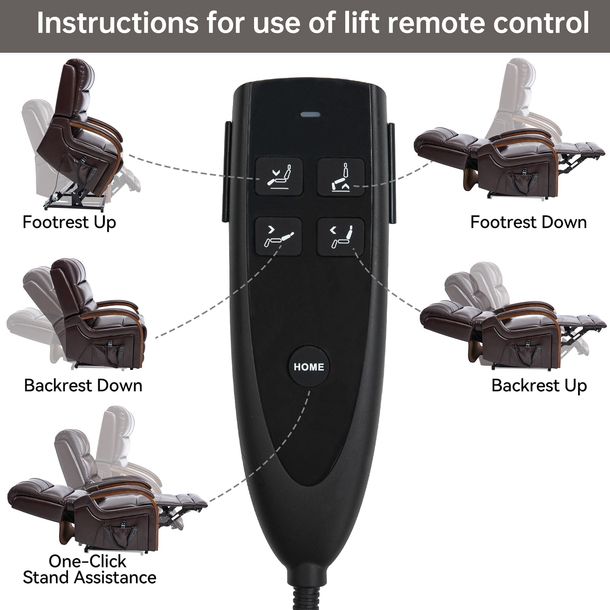 Power Lift Recliner Chair Dual Motor Infinite Position With Heat Massage And Heavy Duty Motion Mechanism - Brown