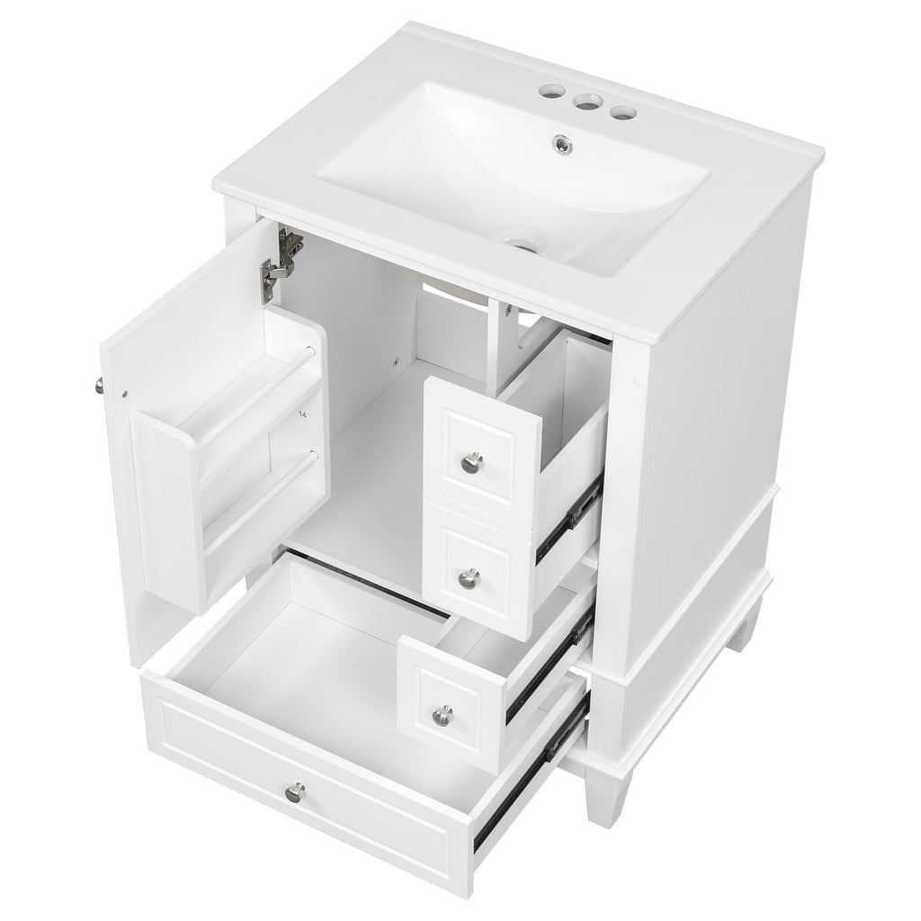 Modern Bathroom Vanity With Sink, Freestanding Cabinet With Drawers And Storage Shelves