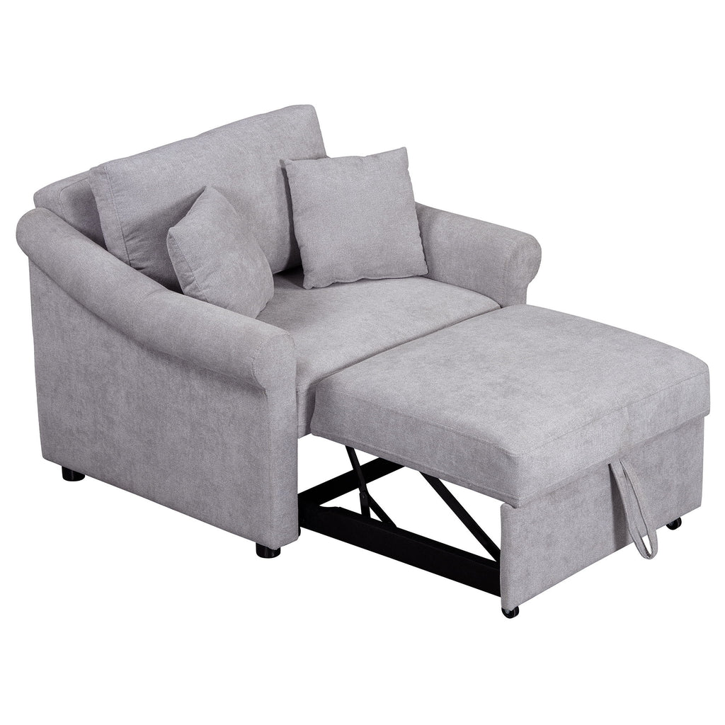 Convertible Sleeper Chair With Adjustable Backrest, 3 In 1 Lounger Chair Turns Into Bed, Single Bed For Living Room
